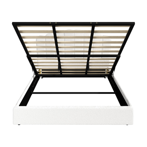 Ellora Boucle Gas Lift Storage Bed Frame